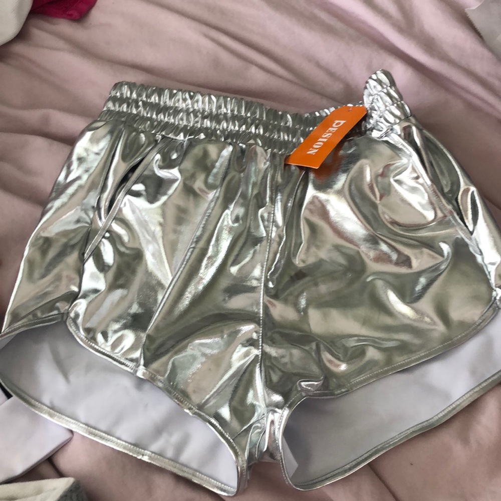 trendy metallic shorts